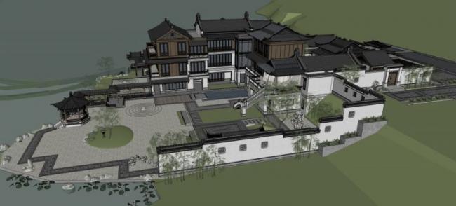 Sketchup别墅模型|叠拼别墅,中式风格 Sketchup别墅模型|叠拼别墅,中式风格