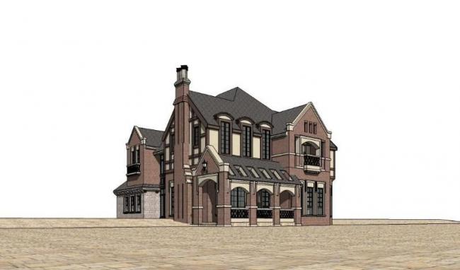 Sketchup别墅模型|叠拼别墅,古典风格 Sketchup别墅模型|叠拼别墅,古典风格