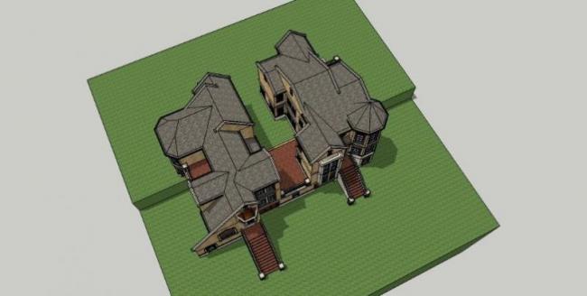 Sketchup别墅模型|叠拼别墅,古典风格 Sketchup别墅模型|叠拼别墅,古典风格