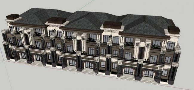 Sketchup别墅模型|联排别墅,古典风格 Sketchup别墅模型|联排别墅,古典风格