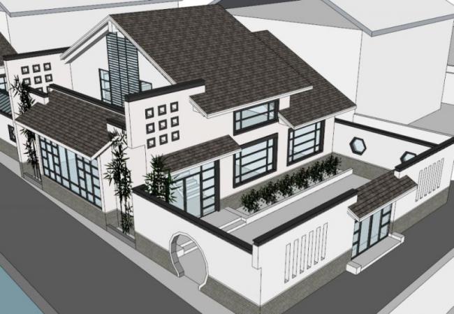 Sketchup别墅模型|独栋别墅,中式风格 Sketchup别墅模型|独栋别墅,中式风格