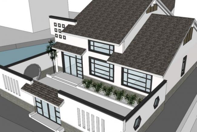 Sketchup别墅模型|独栋别墅,中式风格 Sketchup别墅模型|独栋别墅,中式风格