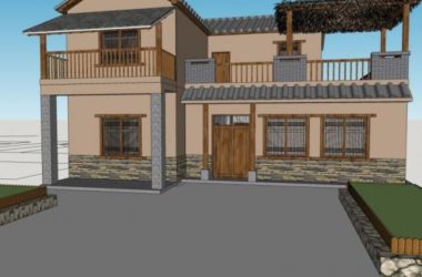 Sketchup别墅模型|独栋别墅,中式风格-BIM建筑网