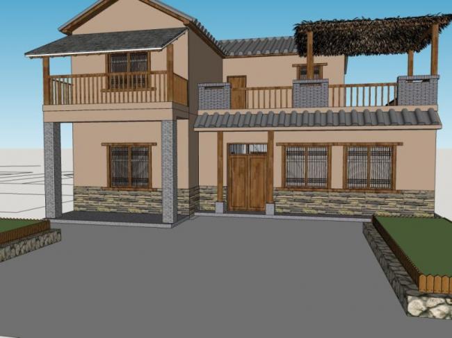 Sketchup别墅模型|独栋别墅,中式风格 Sketchup别墅模型|独栋别墅,中式风格