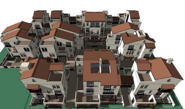 Sketchup别墅模型|别墅群,西班牙古典 Sketchup别墅模型|别墅群,西班牙古典