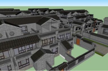 Sketchup别墅模型|别墅群,中式风格-BIM建筑网