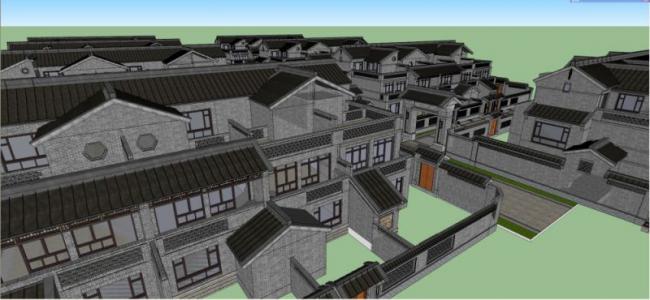 Sketchup别墅模型|别墅群,中式风格 Sketchup别墅模型|别墅群,中式风格