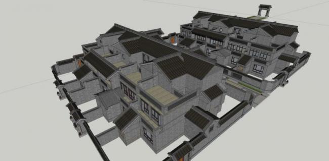 Sketchup别墅模型|别墅群,中式风格 Sketchup别墅模型|别墅群,中式风格
