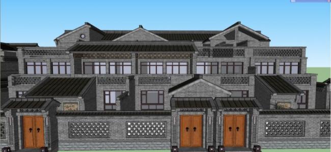 Sketchup别墅模型|别墅群,中式风格 Sketchup别墅模型|别墅群,中式风格
