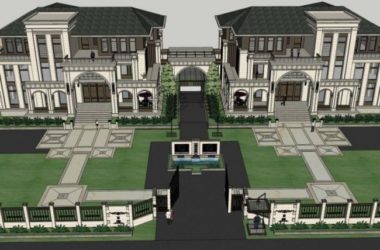 Sketchup别墅模型|双拼别墅,古典风格-BIM建筑网