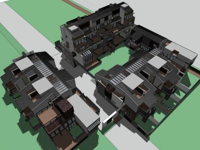 Sketchup别墅模型|联排别墅,现代风格 Sketchup别墅模型|联排别墅,现代风格