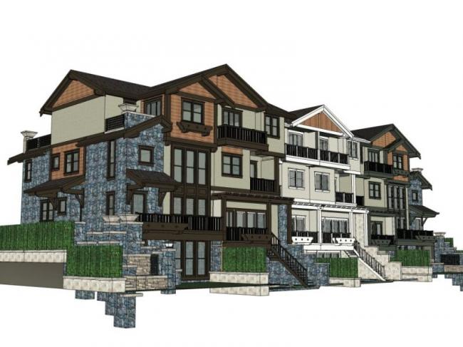 Sketchup别墅模型|联排别墅,北美风格 Sketchup别墅模型|联排别墅,北美风格