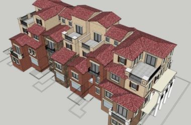 Sketchup别墅模型|叠拼别墅,现代风格-BIM建筑网