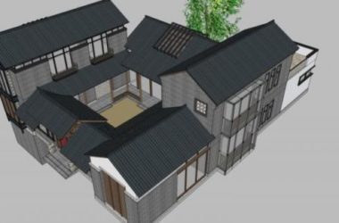 Sketchup别墅模型|叠拼别墅,中式风格-BIM建筑网