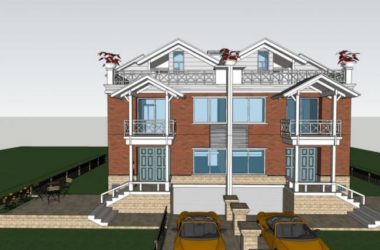 Sketchup别墅模型|双拼别墅,现代风格-BIM建筑网