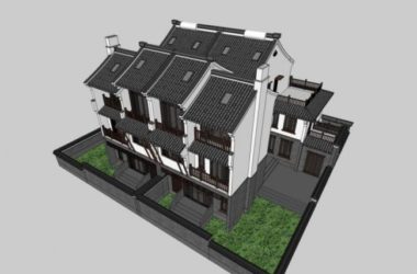 Sketchup别墅模型|双拼别墅,现代中式风格-BIM建筑网