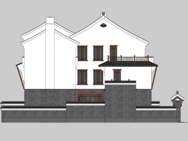 Sketchup别墅模型|双拼别墅,现代中式风格 Sketchup别墅模型|双拼别墅,现代中式风格
