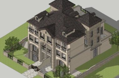 Sketchup别墅模型|双拼别墅,现代风格-BIM建筑网