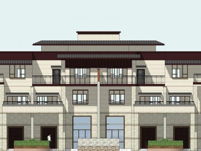 Sketchup别墅模型|联排别墅,现代风格 Sketchup别墅模型|联排别墅,现代风格