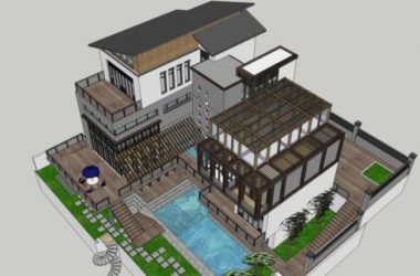 Sketchup别墅模型|叠拼别墅,现代风格-BIM建筑网