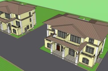Sketchup别墅模型|双拼别墅,现代风格-BIM建筑网