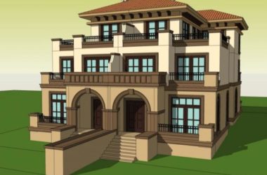 Sketchup别墅模型|双拼别墅,现代风格-BIM建筑网
