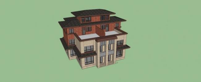 Sketchup别墅模型|双拼别墅,现代风格 Sketchup别墅模型|双拼别墅,现代风格