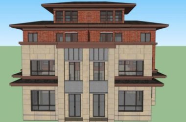 Sketchup别墅模型|双拼别墅,现代风格-BIM建筑网