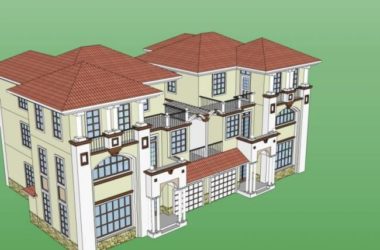 Sketchup别墅模型|双拼别墅,欧式古典风格-BIM建筑网