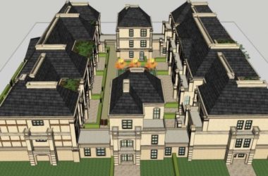 Sketchup别墅模型|联排别墅,现代风格-BIM建筑网