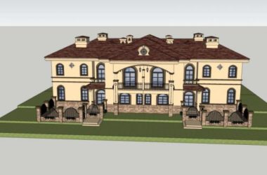 Sketchup别墅模型|合院别墅,现代风格-BIM建筑网