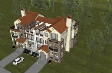 Sketchup别墅模型|双拼别墅,现代风格-BIM建筑网