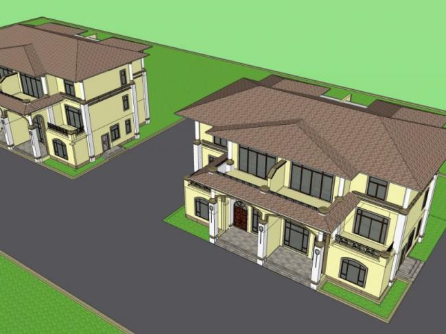 Sketchup别墅模型|独栋别墅,现代风格 Sketchup别墅模型|独栋别墅,现代风格