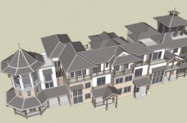 Sketchup别墅模型|联排别墅,欧式风格-BIM建筑网