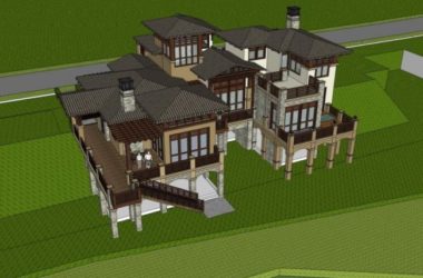 Sketchup别墅模型|叠拼别墅,现代风格-BIM建筑网