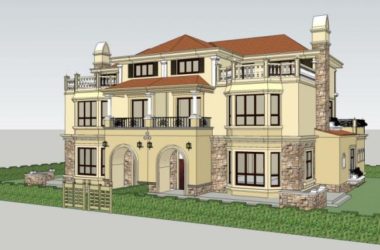 Sketchup别墅模型|双拼别墅,欧式风格-BIM建筑网