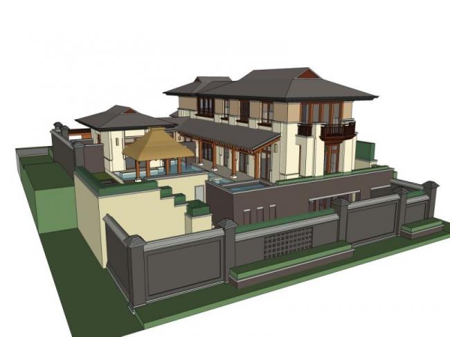 Sketchup别墅模型|独栋别墅,现代风格 Sketchup别墅模型|独栋别墅,现代风格