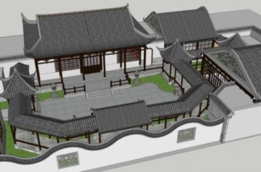 Sketchup别墅模型|独栋别墅,中式风格-BIM建筑网