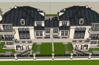 Sketchup别墅模型|双拼别墅,法式风格-BIM建筑网