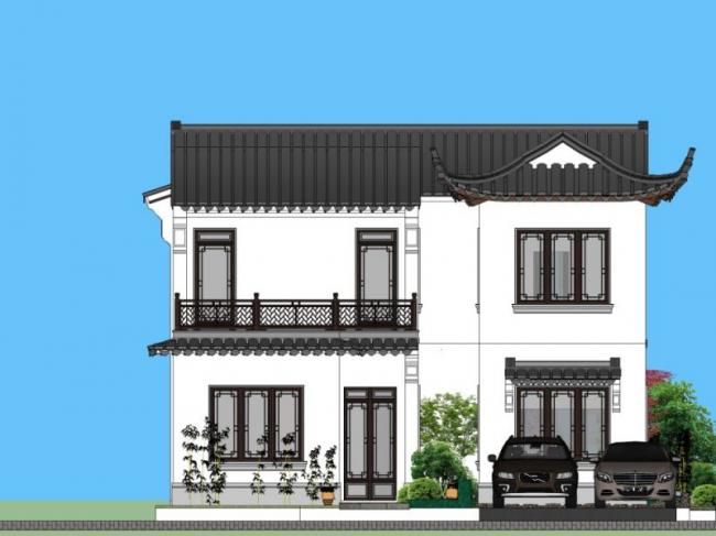 Sketchup别墅模型|独栋别墅,中式风格 Sketchup别墅模型|独栋别墅,中式风格