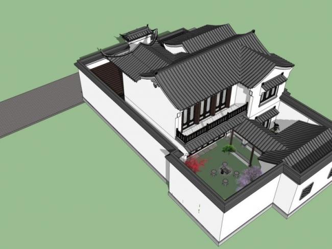 Sketchup别墅模型|独栋别墅,中式风格 Sketchup别墅模型|独栋别墅,中式风格