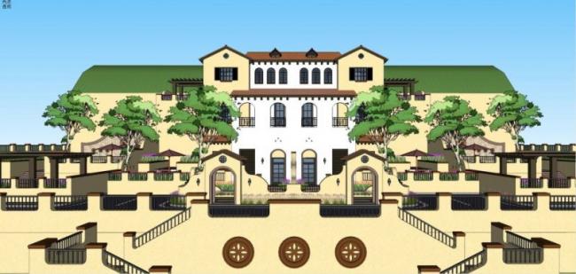 Sketchup别墅模型|联排别墅,西班牙风格 Sketchup别墅模型|联排别墅,西班牙风格