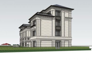 Sketchup别墅模型|双拼别墅,古典风格-BIM建筑网