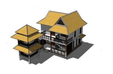 Sketchup别墅模型|独栋别墅,东南亚风格,古典风格-BIM建筑网
