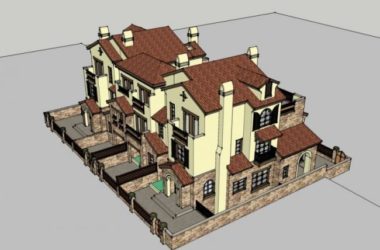 Sketchup别墅模型|联排别墅,古典风格-BIM建筑网