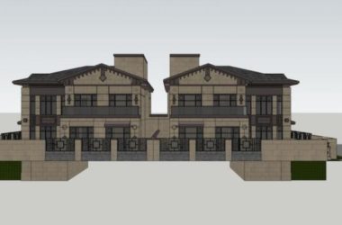 Sketchup别墅模型|双拼别墅,中式风格-BIM建筑网