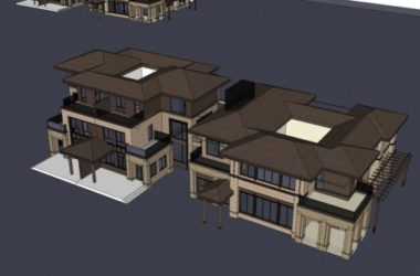 Sketchup别墅模型|双拼别墅,现代风格-BIM建筑网