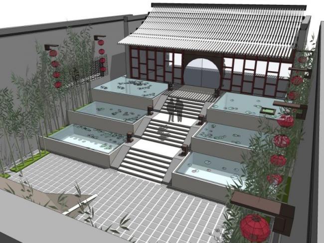 Sketchup别墅模型|庭院别墅,中式风格 Sketchup别墅模型|庭院别墅,中式风格