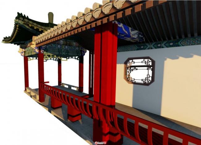 Sketchup别墅模型|四合院别墅,中式风格 Sketchup别墅模型|四合院别墅,中式风格