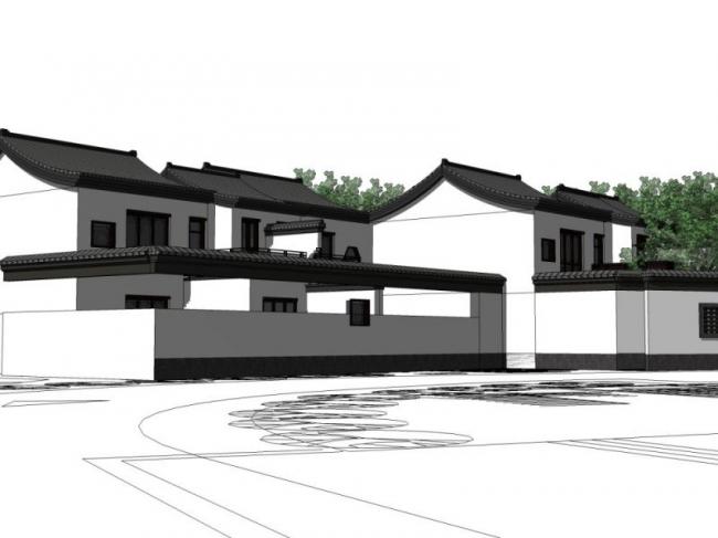 Sketchup别墅模型|别墅住宅群,中式风格 Sketchup别墅模型|别墅住宅群,中式风格